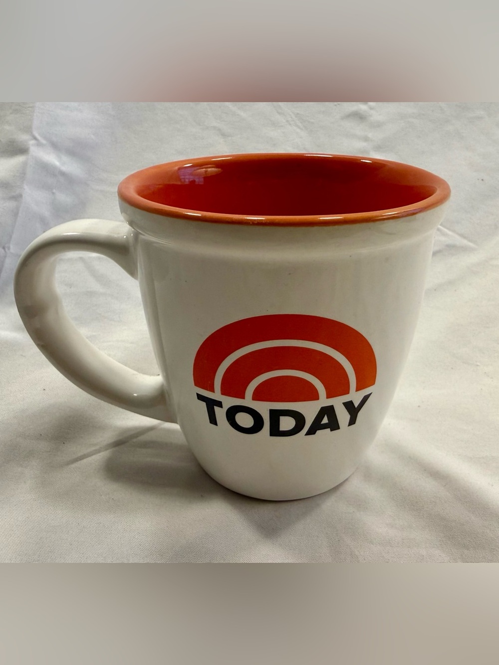 TODAY Show Logo White Ceramic Coffee Mug with Orange Interior